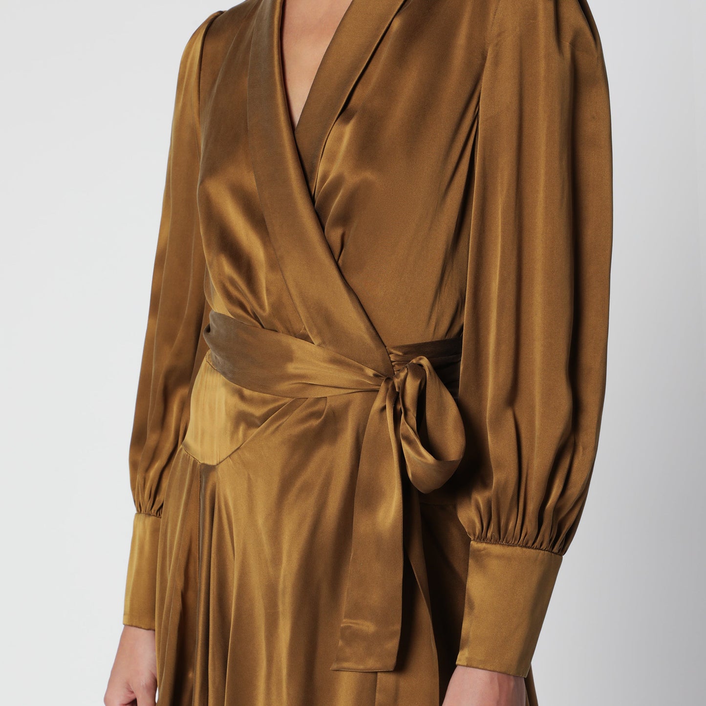 Zimmermann Khaki Silk Wrap Mini Dress Women ZIMMERMANN