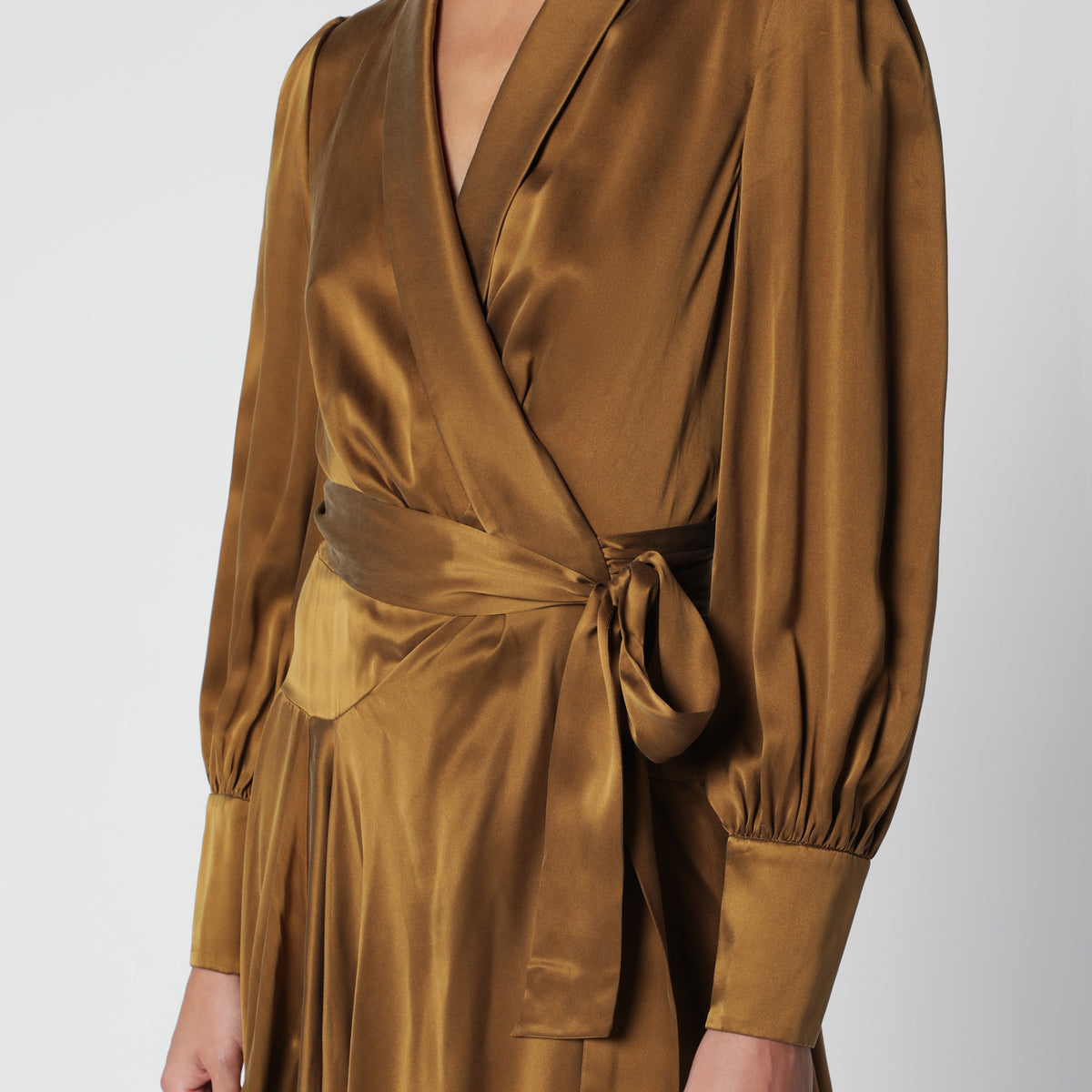 Zimmermann Khaki Silk Wrap Mini Dress Women ZIMMERMANN