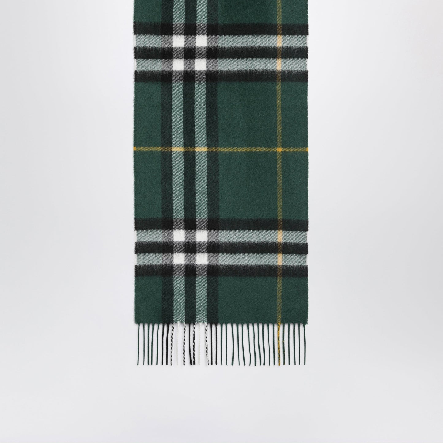 Burberry Cashmere Check Scarf In Dark Fern Green Women BURBERRY