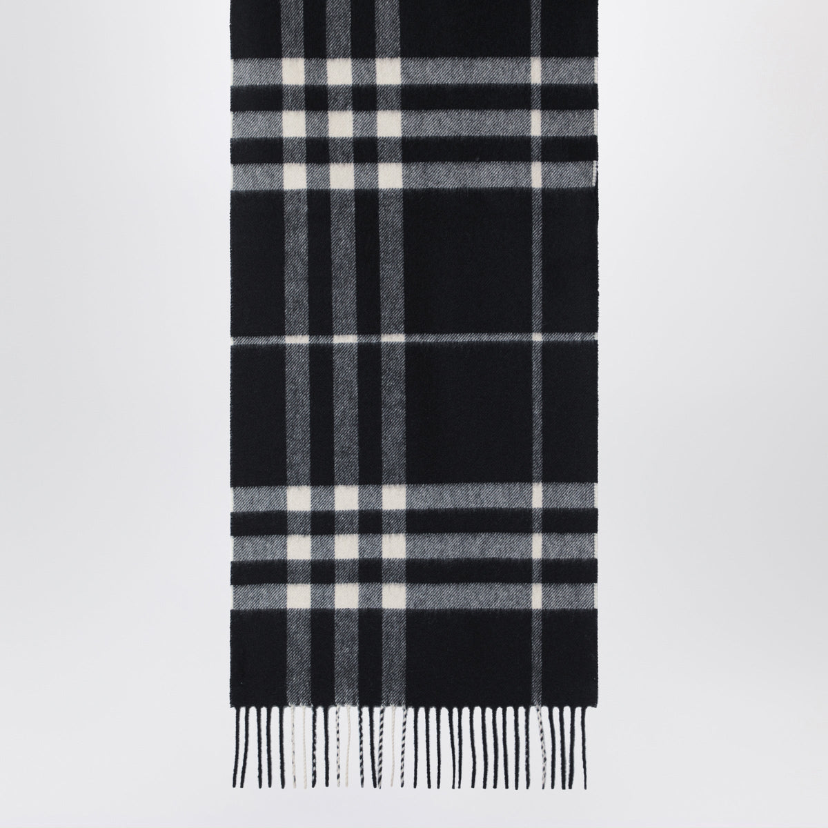 Burberry Black Check Cashmere Scarf Men BURBERRY