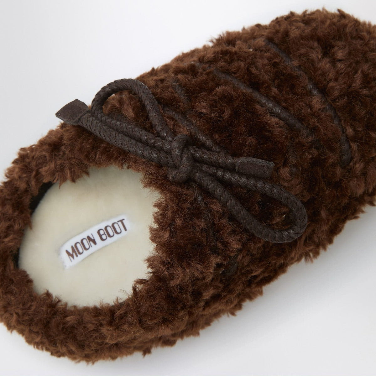 Moon Boot Dark Brown Curly Shearling Mules Women MOON BOOT
