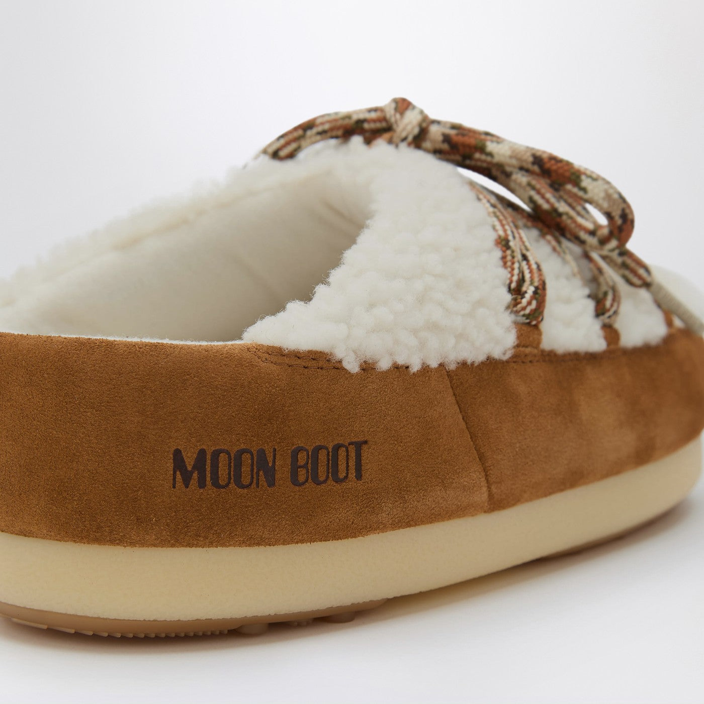 Moon Boot White Shearling And Suede Mules Women MOON BOOT