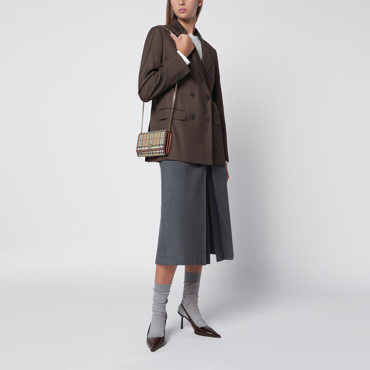 Burberry Check Chain Wallet Women BURBERRY