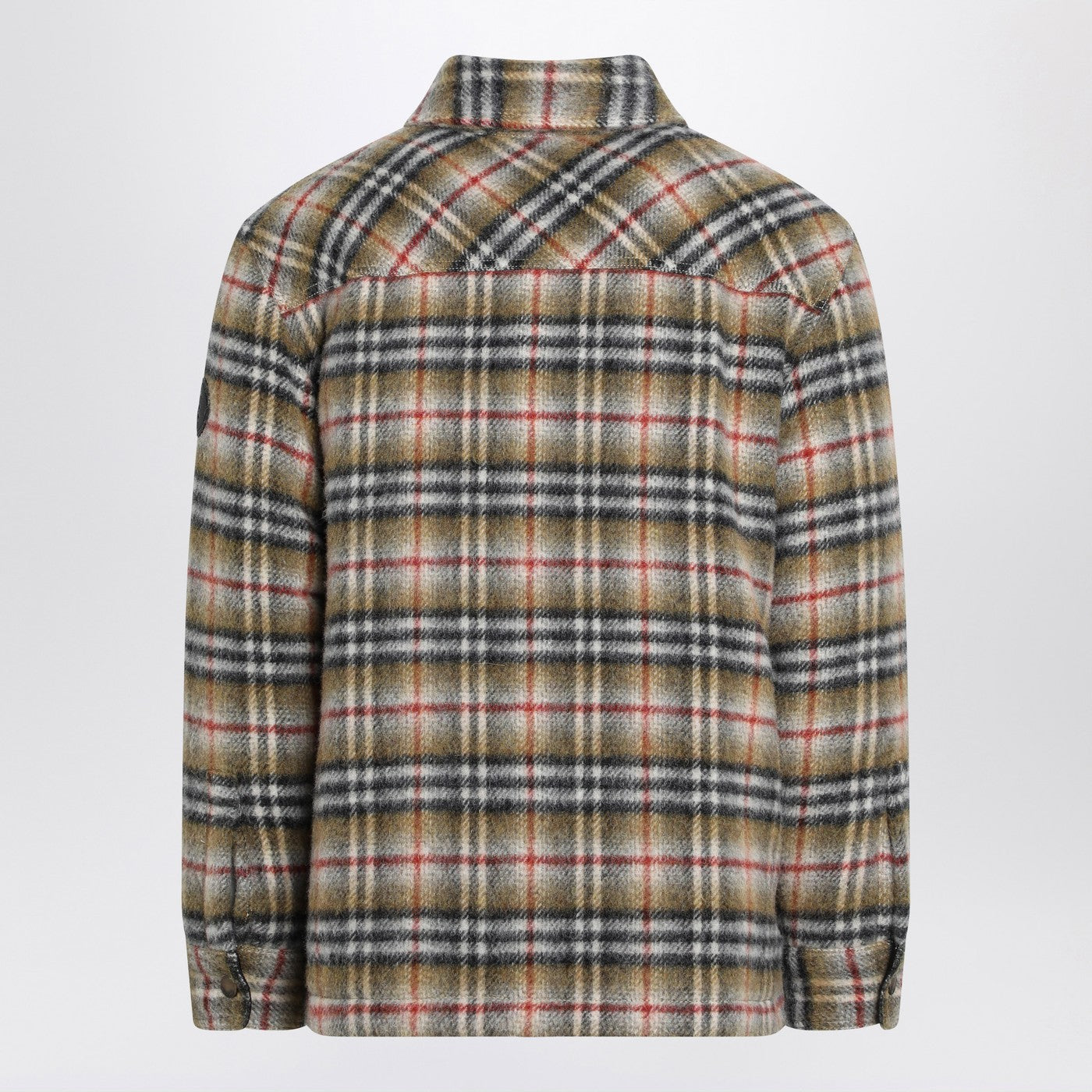 Burberry Beige Checked Wool Shirt Jacket Men BURBERRY