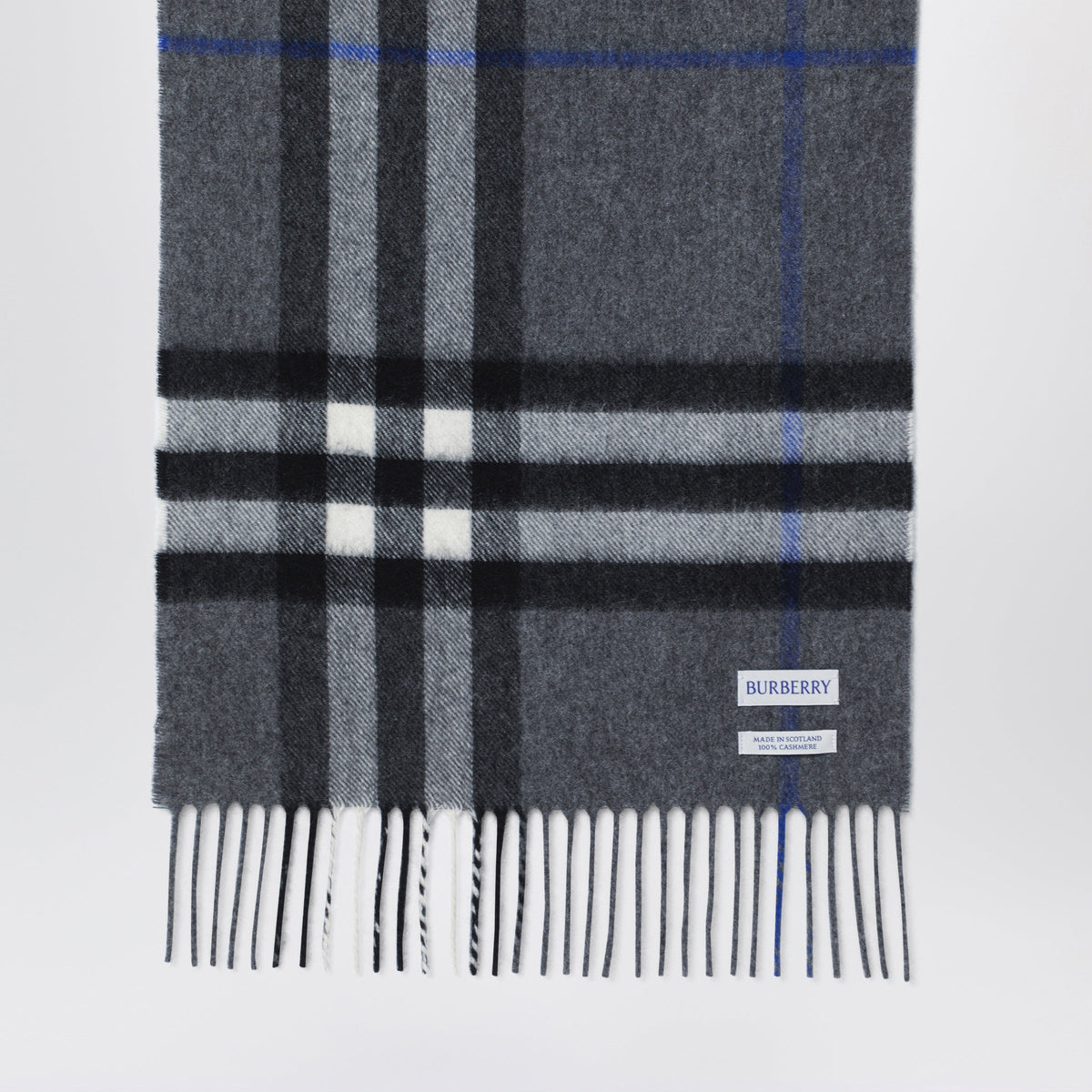 Burberry Check Cashmere Scarf In Marlborough Grey Men BURBERRY