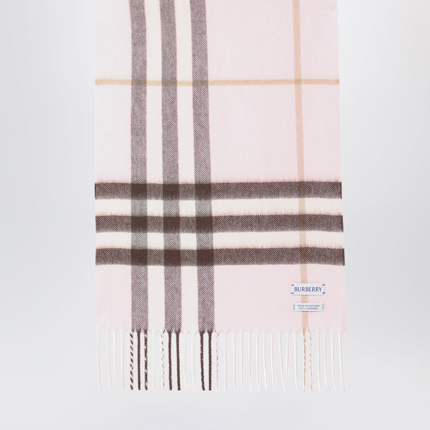 Burberry Pink Cashmere Scarf With A Checked Pattern Women BURBERRY