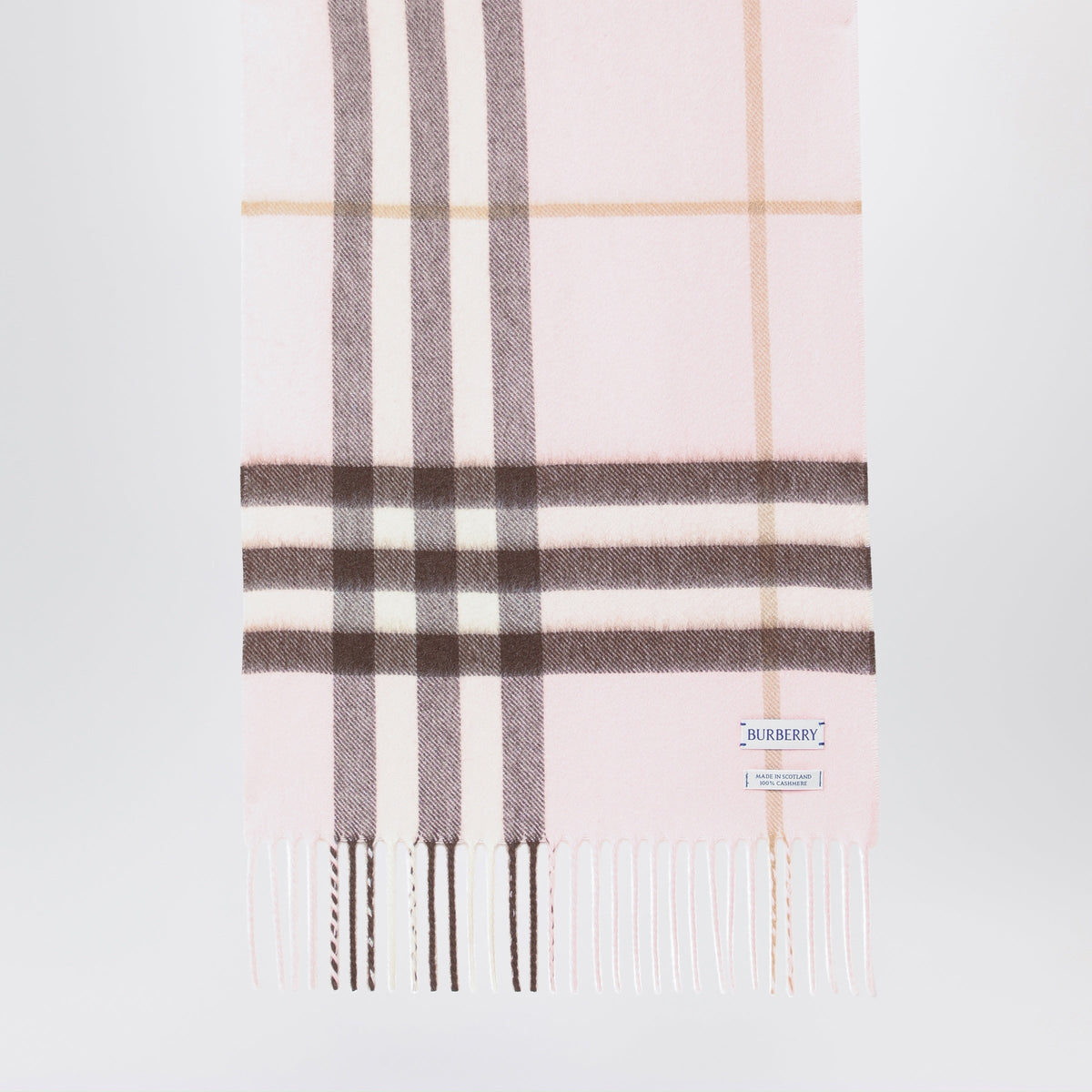 Burberry Pink Cashmere Scarf With A Checked Pattern Women BURBERRY