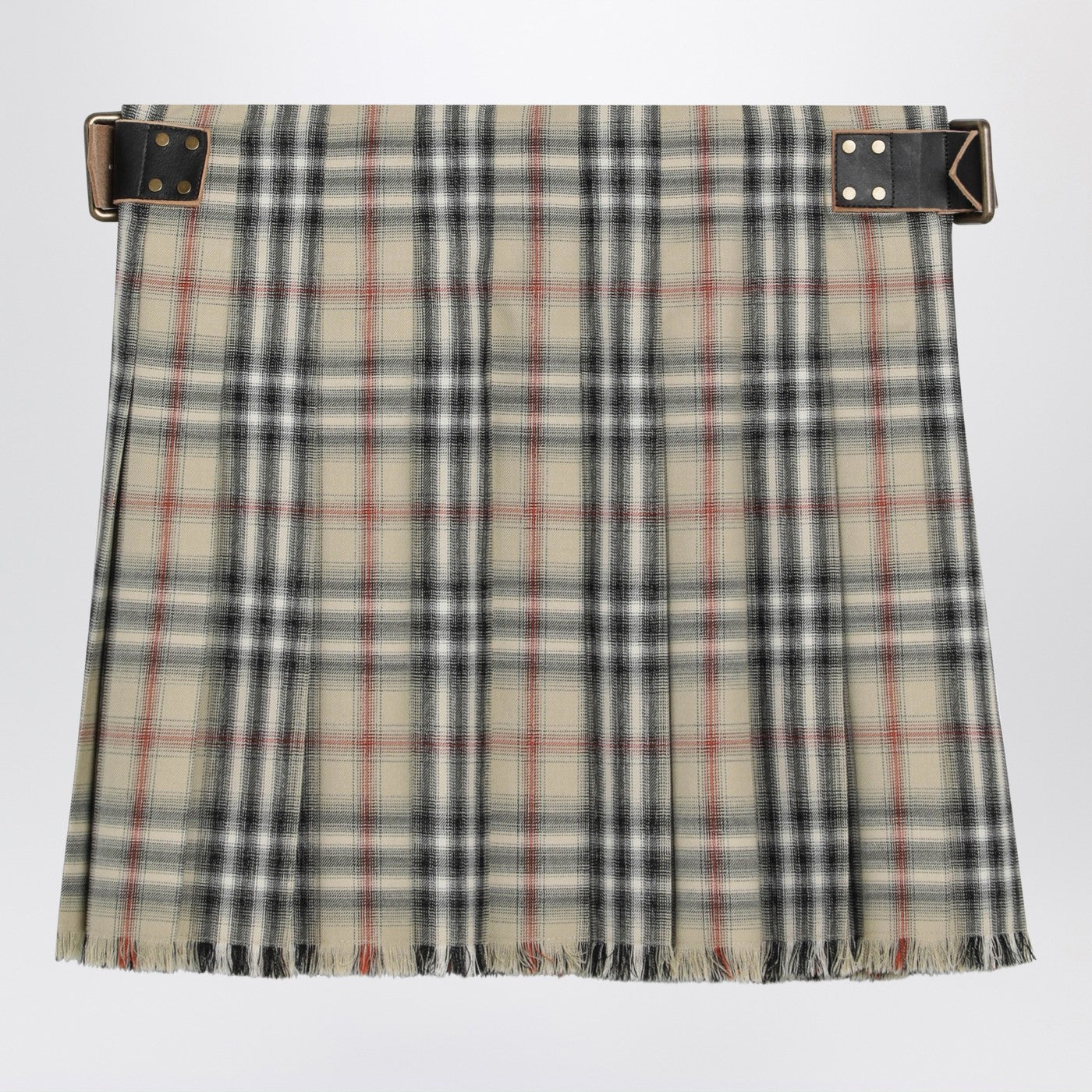 Burberry Beige Wool Mini Kilt With Check Pattern Women BURBERRY