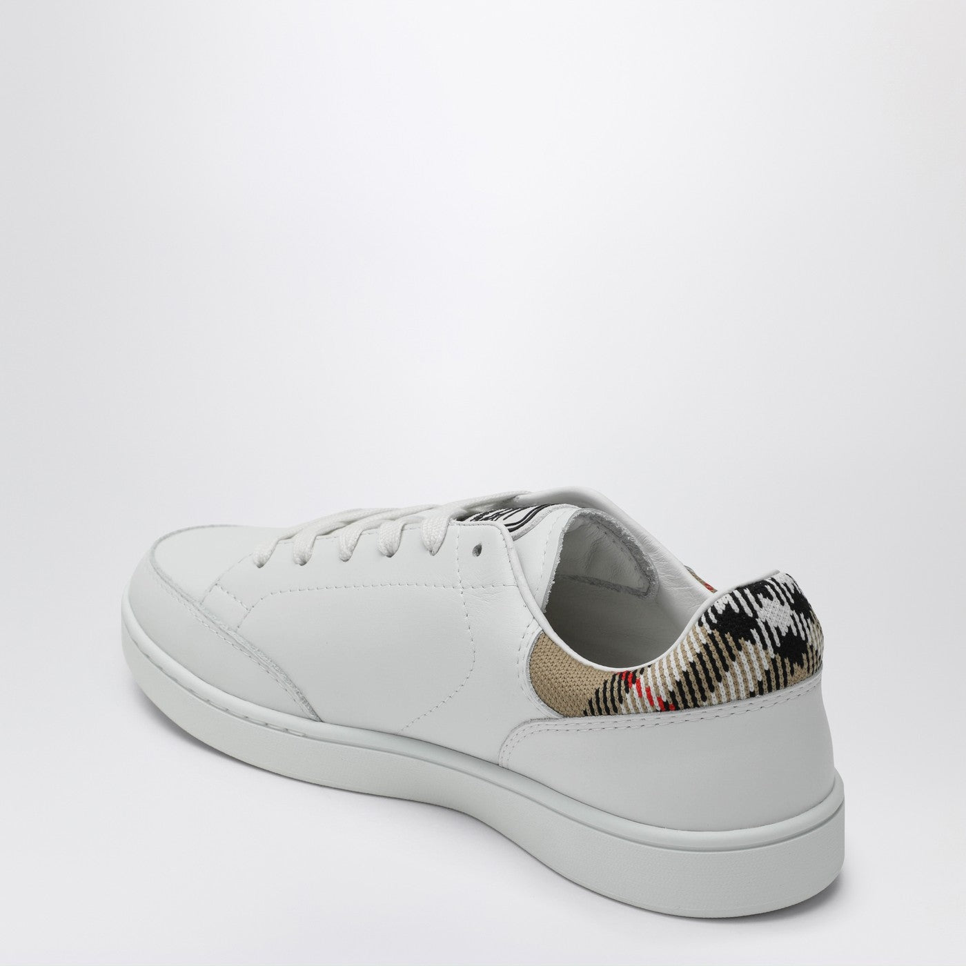 Burberry Set Sneakers In White Leather And Check Women BURBERRY