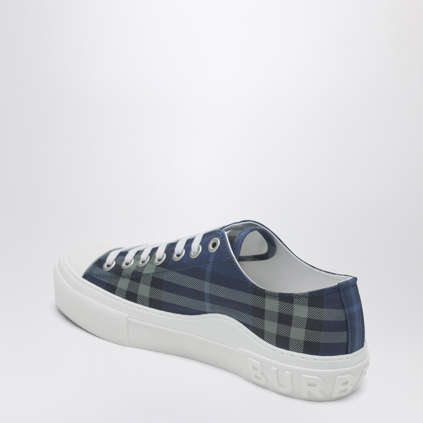 Burberry Blue Check Cotton Sneakers Men BURBERRY