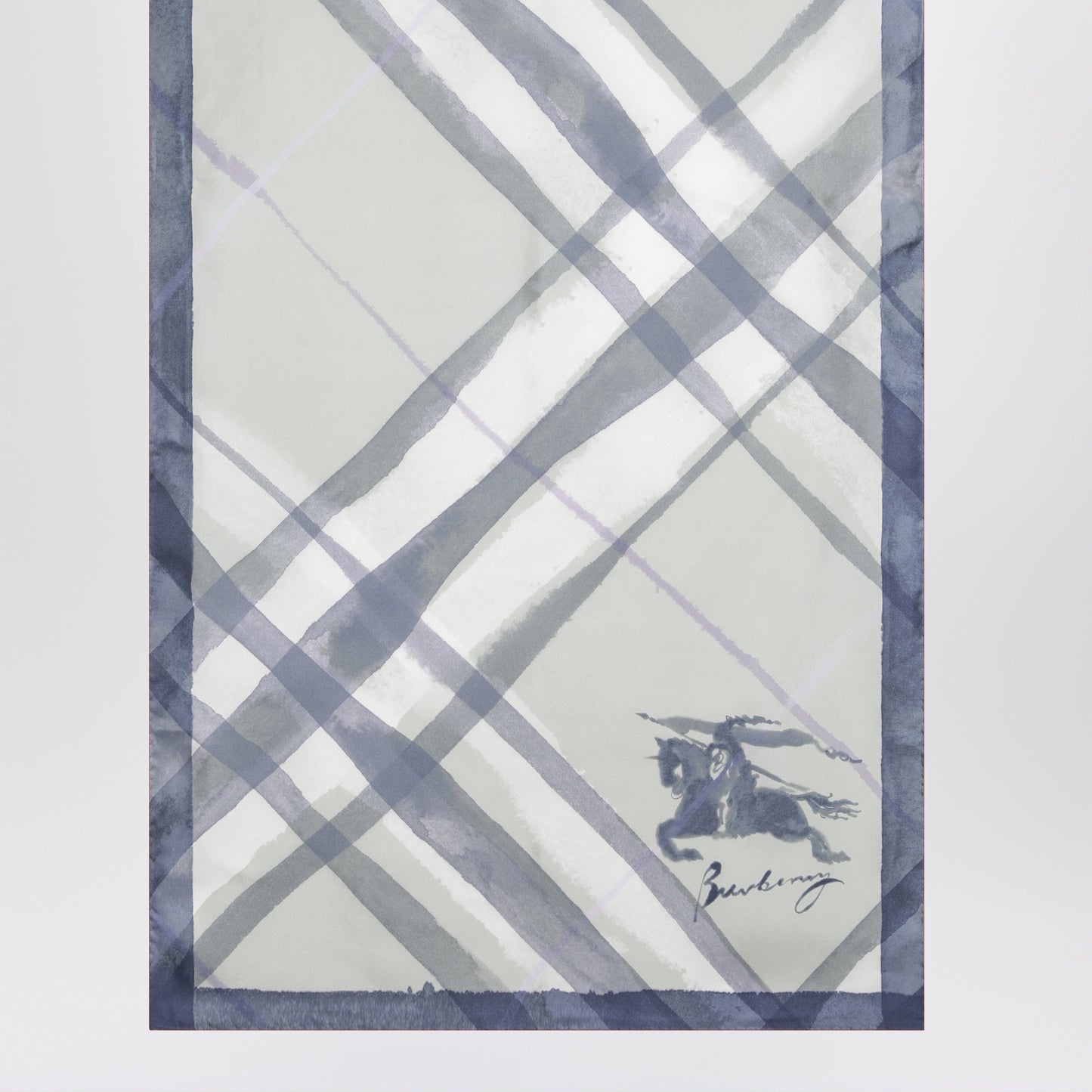 Burberry Large Watercolour Check Silk Scarf In Green Women BURBERRY