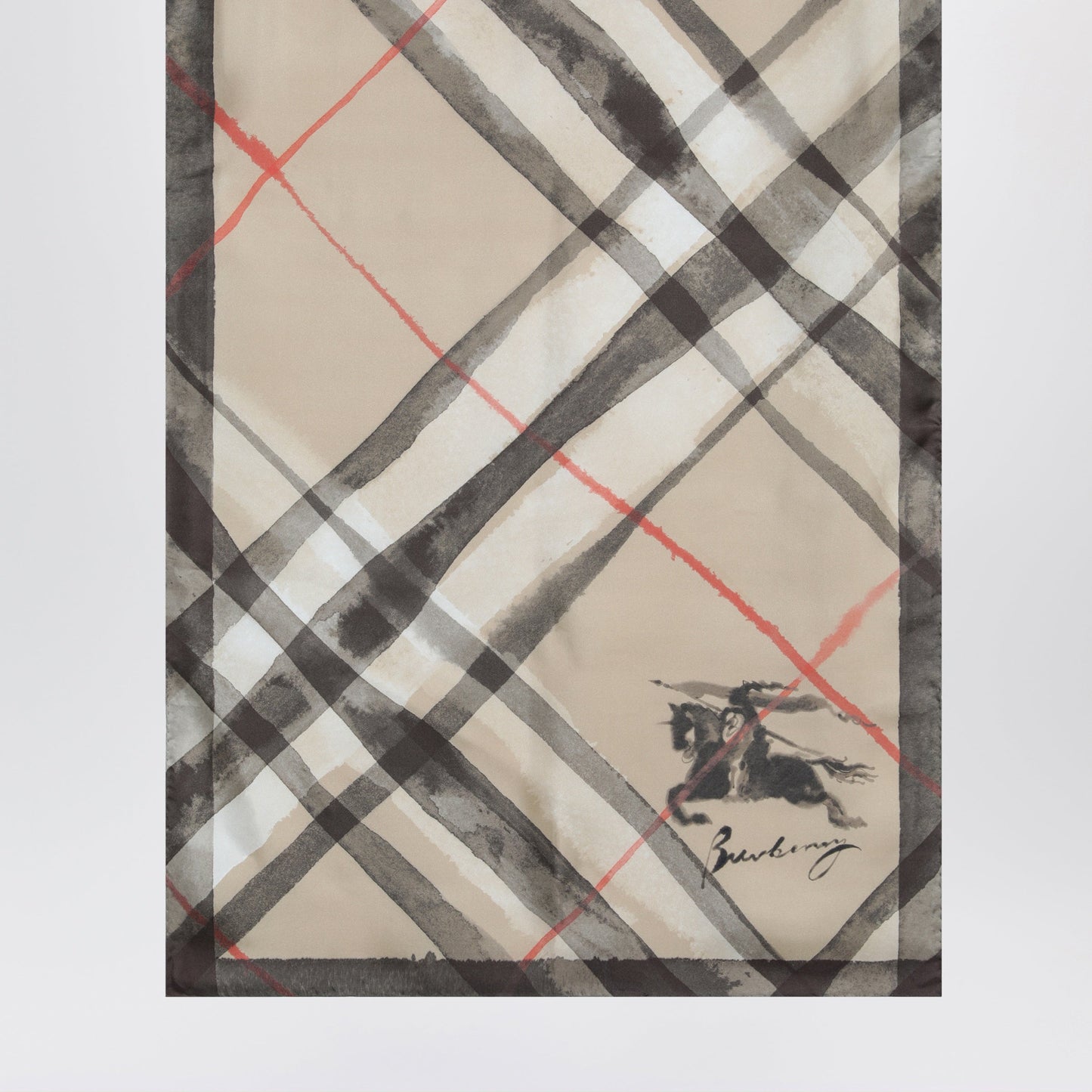 Burberry Large Check Silk Scarf In Sand Color Women BURBERRY