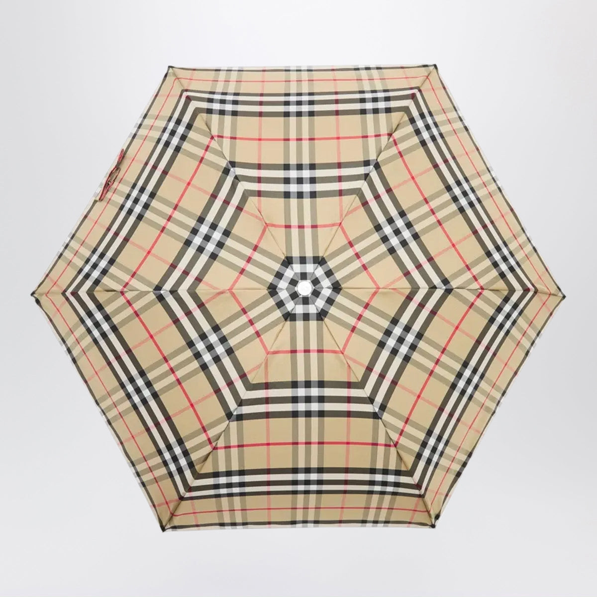 Burberry Foldable Check Umbrella In Polyester, Sand Women BURBERRY