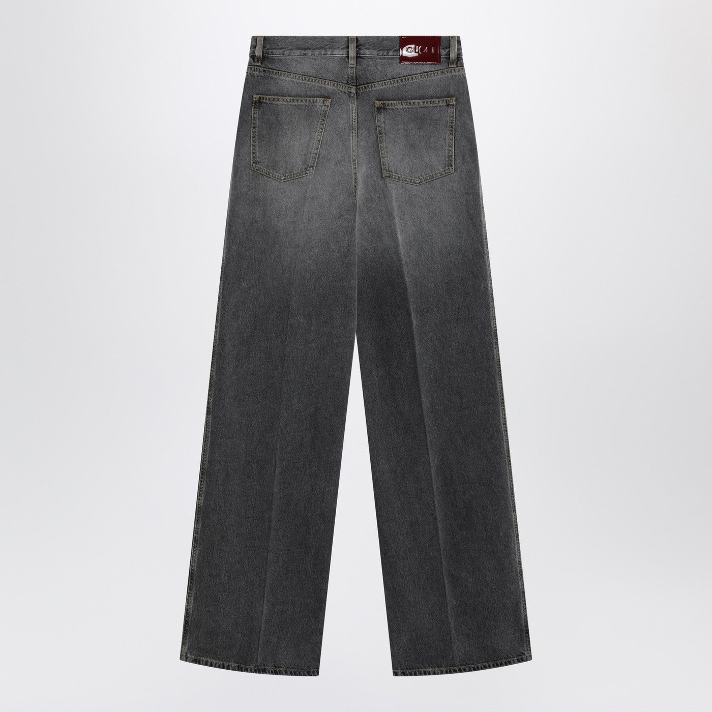 Gucci Grey Stone-Washed Wide-Leg Jeans Women GUCCI