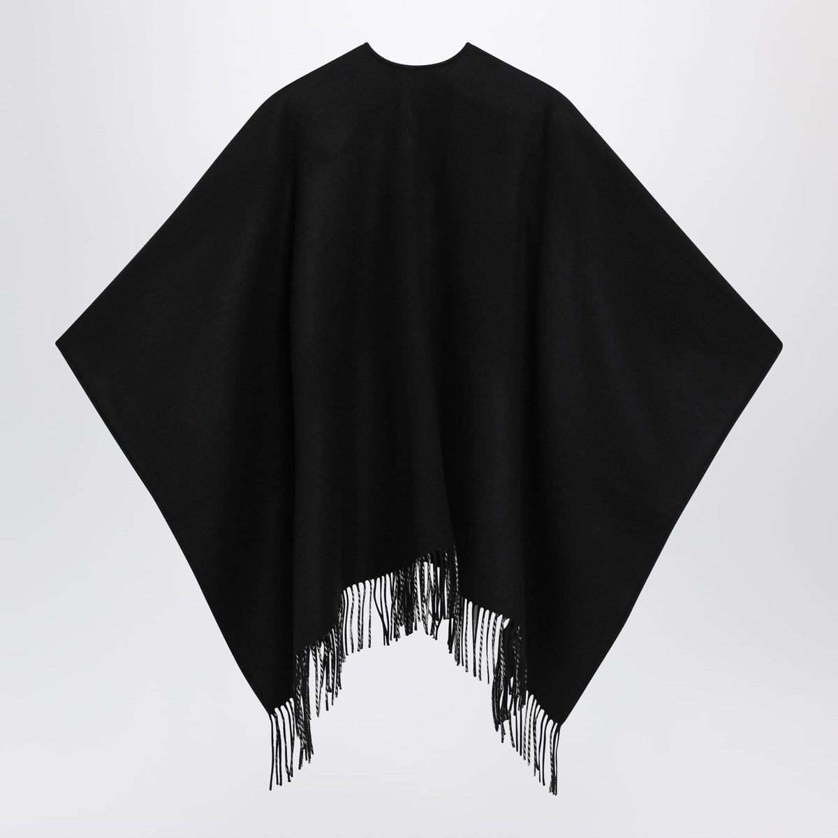 Burberry Reversible Wool Check Cape With Fringes In Black Women BURBERRY