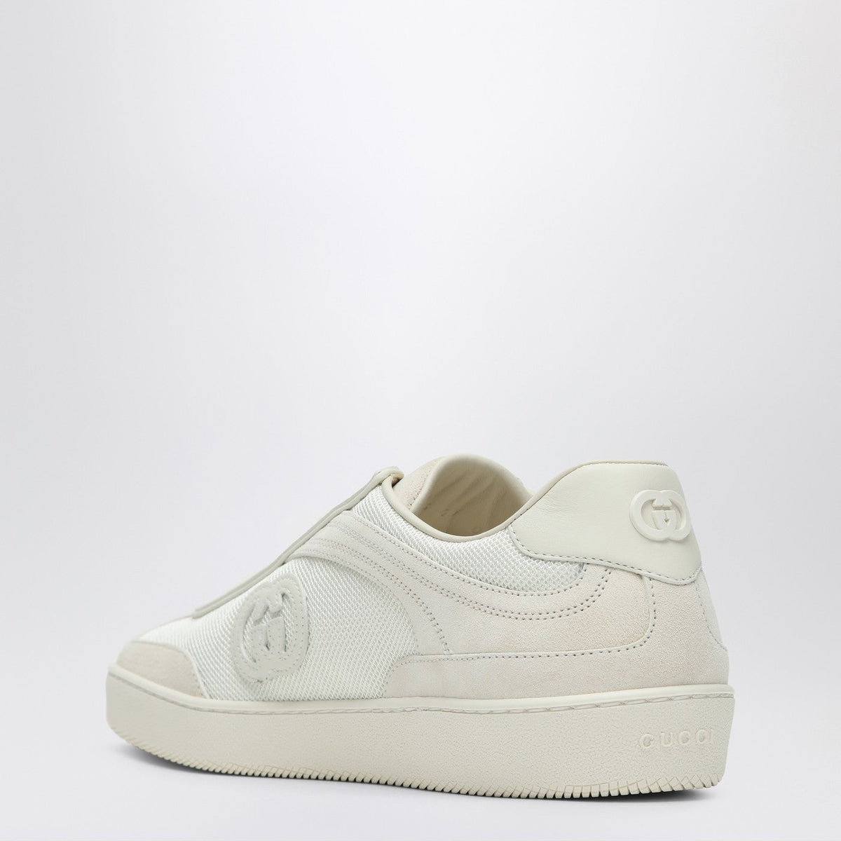 Gucci Sneakers With Gg Cross In White Leather And Mesh Women GUCCI