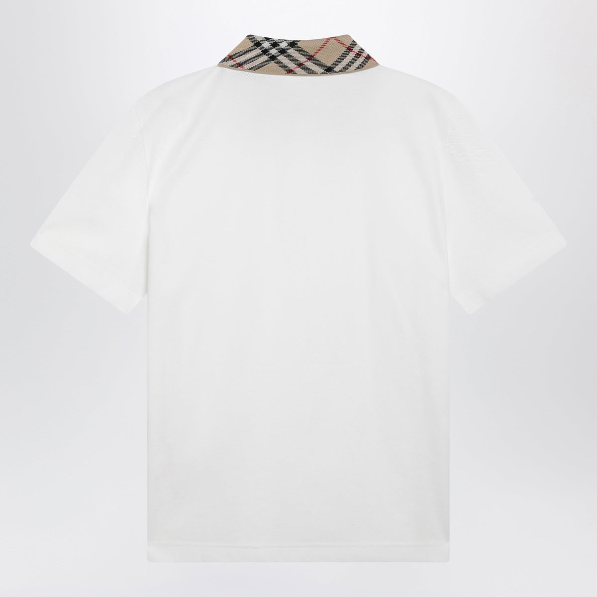 Burberry Chalk Cotton Pique Polo Shirt With Check Collar Men BURBERRY