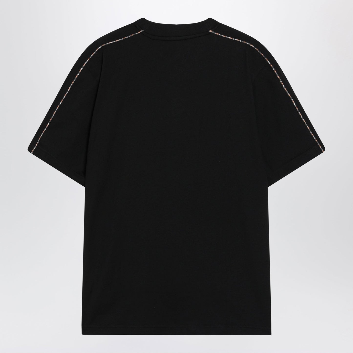 Burberry Cotton T-Shirt With Check Trim In Black Men BURBERRY