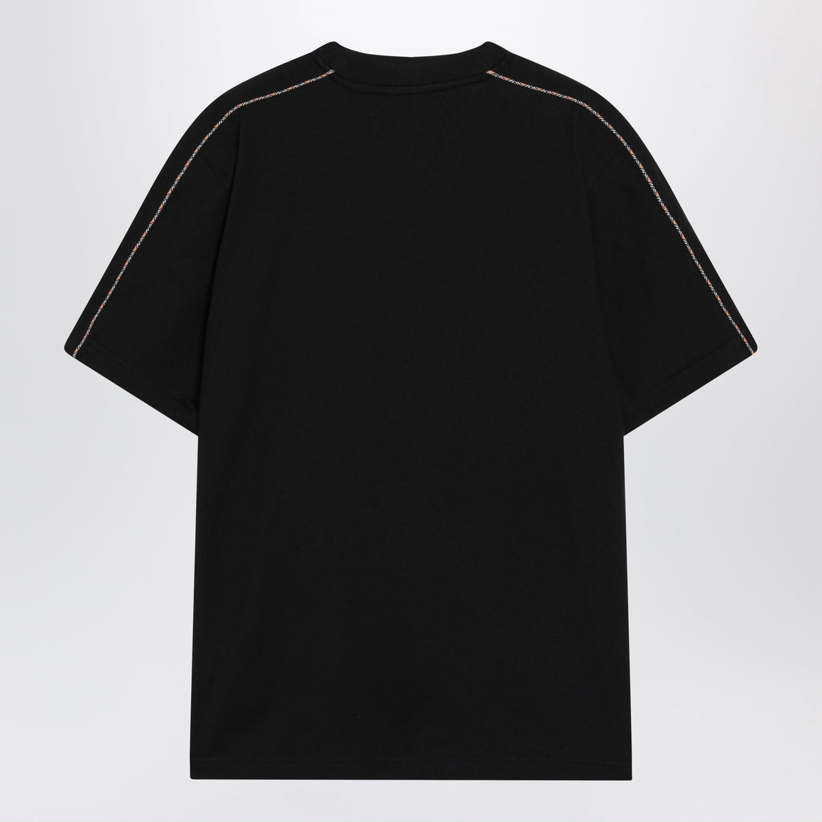 Burberry Cotton T-Shirt With Check Trim In Black Men BURBERRY