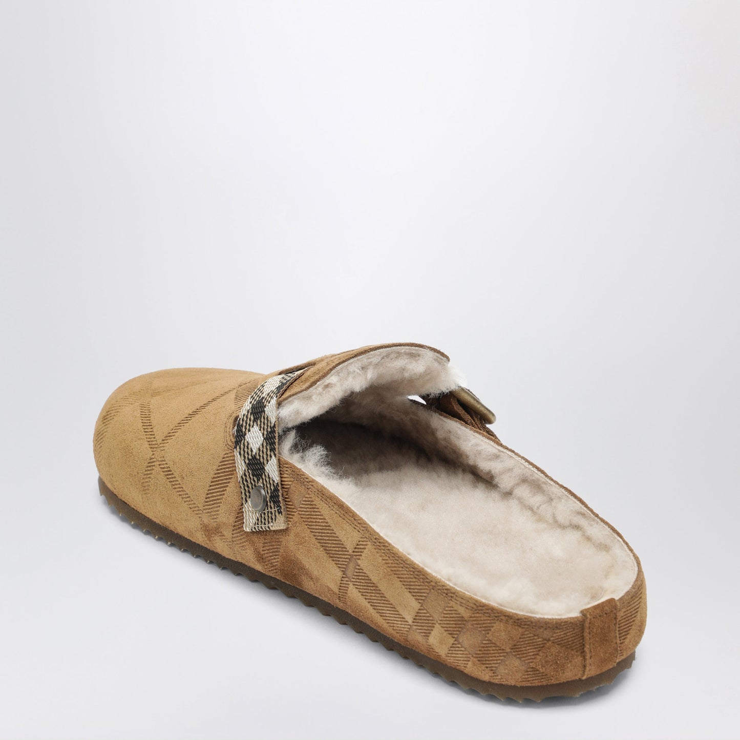 Burberry Urchin Clog In Shearling Check Jute Women BURBERRY