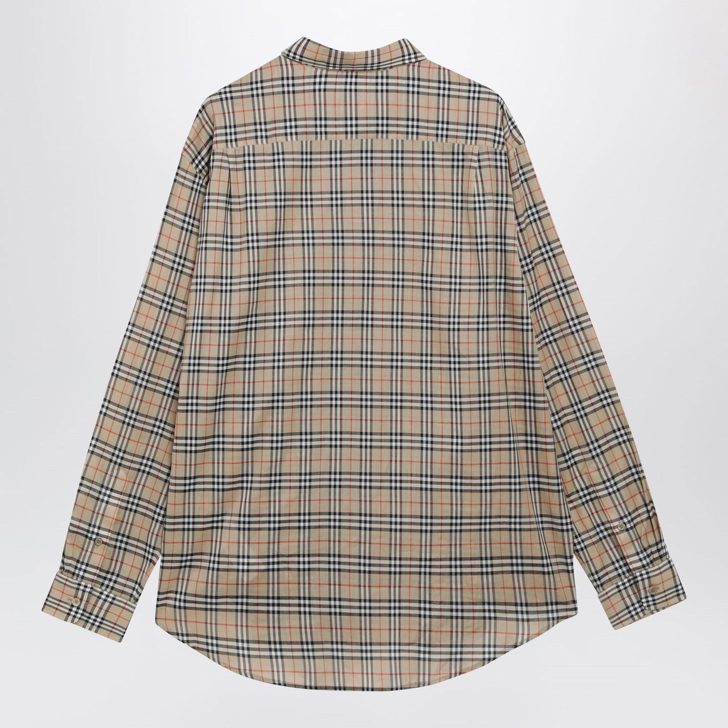 Burberry Beige Check Cotton Shirt Men BURBERRY