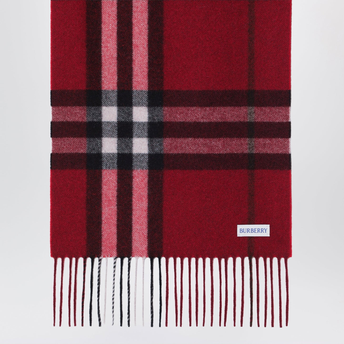 Burberry Red Cashmere Scarf With Faded Check Pattern Men BURBERRY