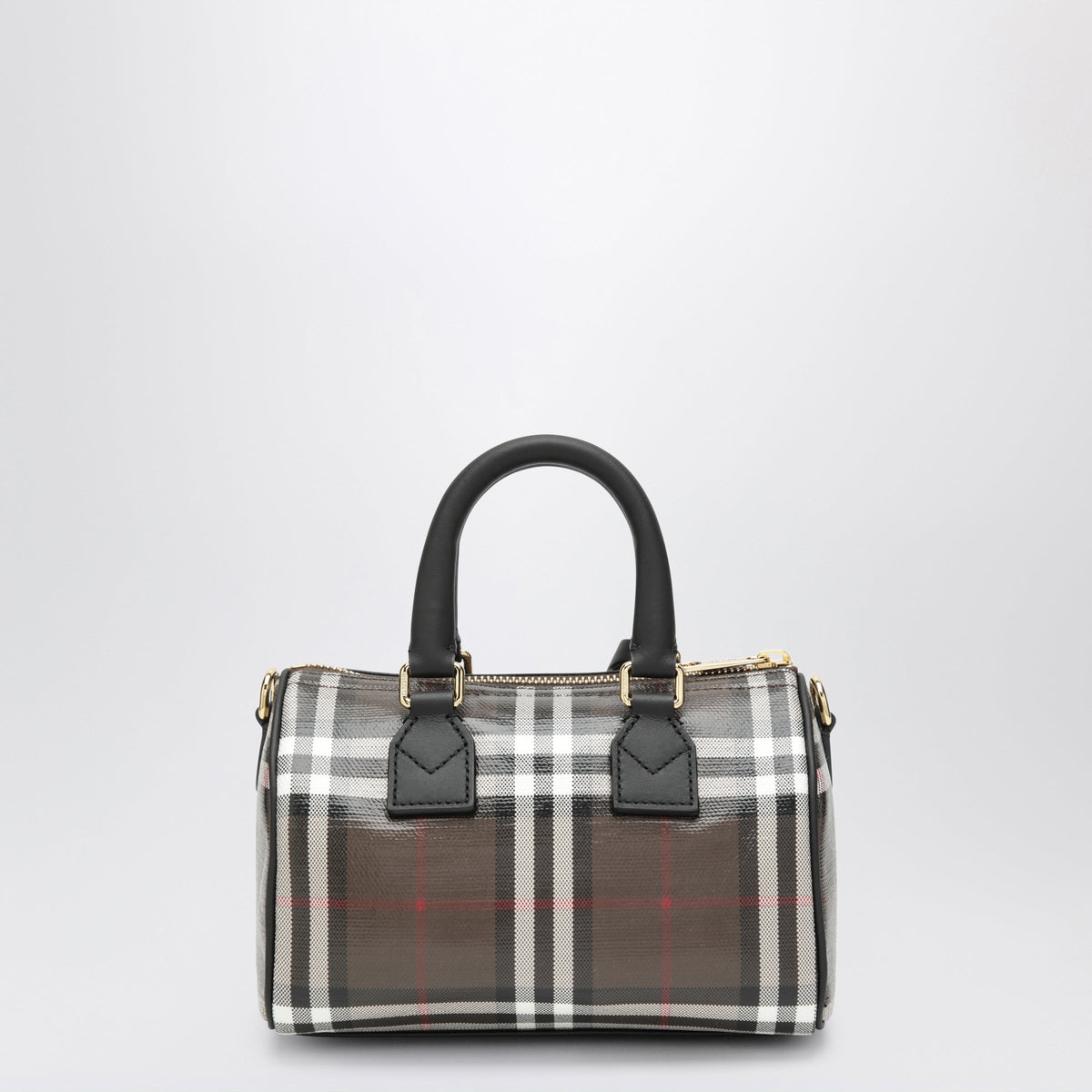 Burberry Mini Check Brown Cotton Bowling Bag Women BURBERRY