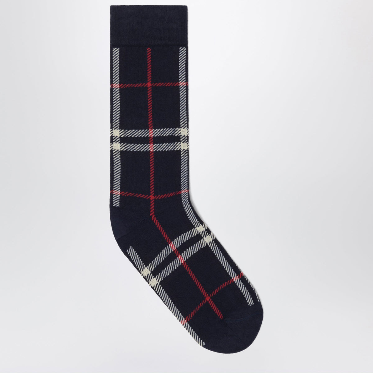 Burberry Blue Check-Pattern Socks In Cashmere And Cotton Blend Women BURBERRY