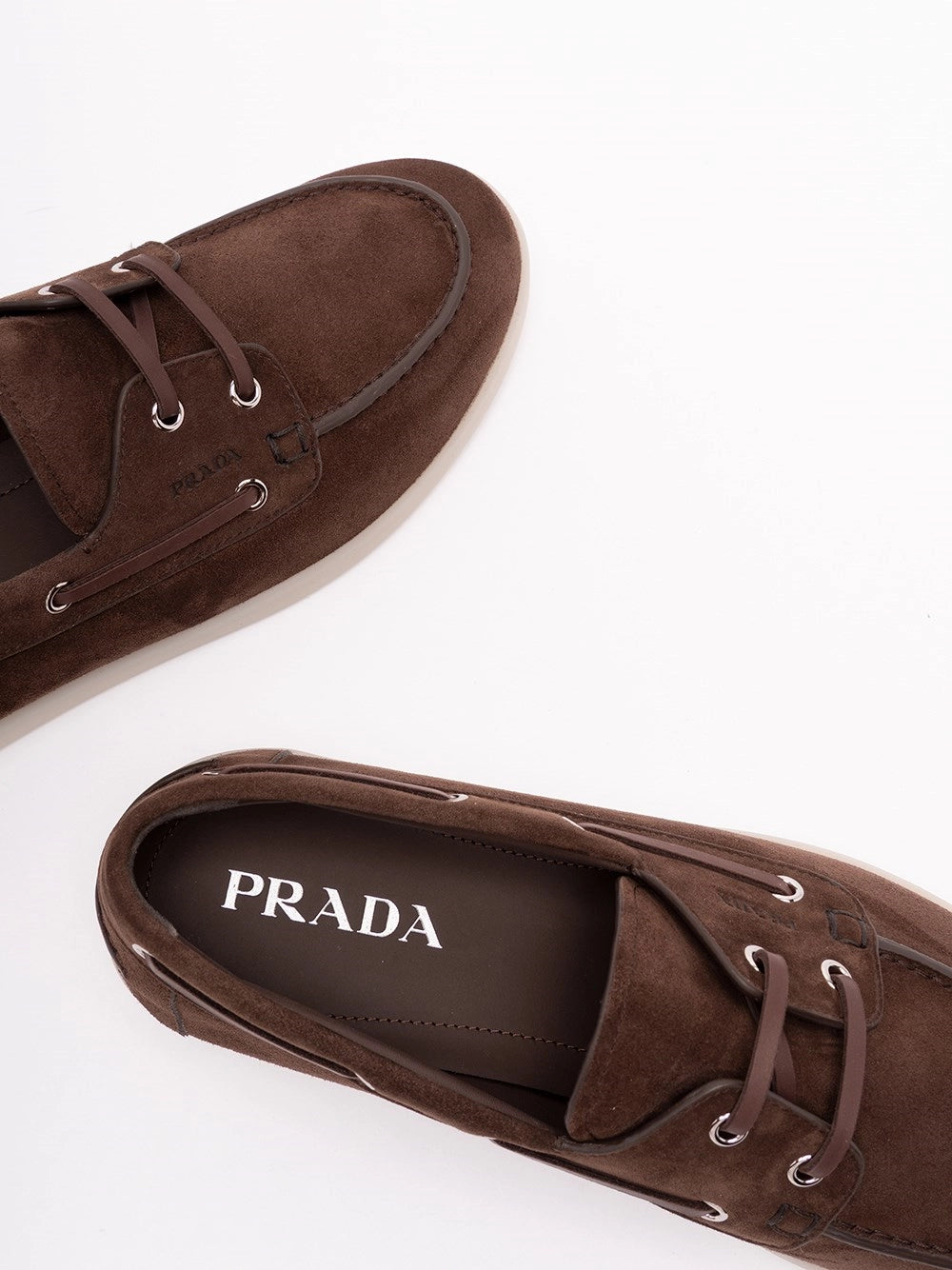 Prada Men Suede Boat Shoes PRADA
