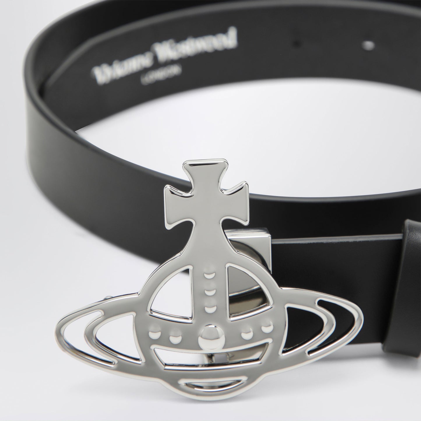 Vivienne Westwood Leather Belt With Orb Buckle In Black Women VIVIENNE WESTWOOD