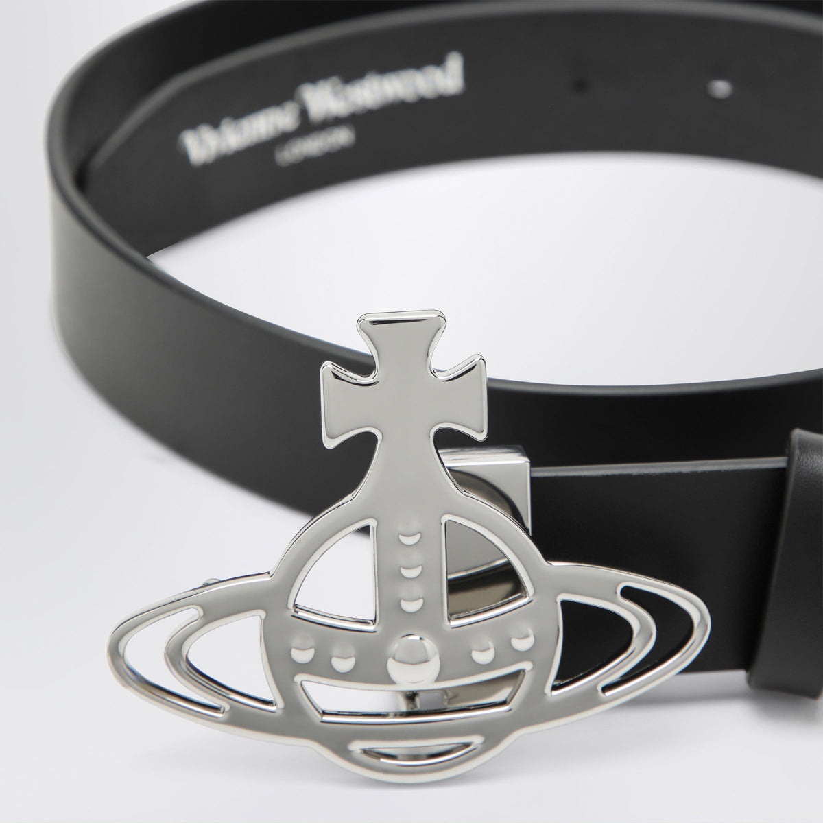 Vivienne Westwood Leather Belt With Orb Buckle In Black Women VIVIENNE WESTWOOD