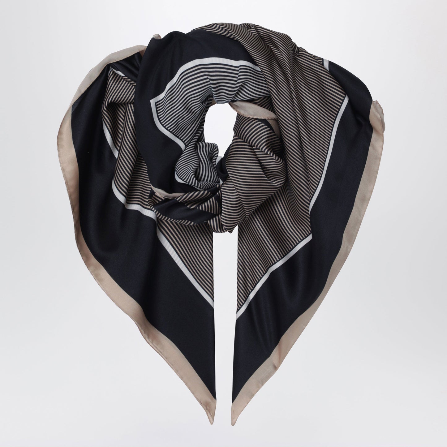 Saint Laurent Cassandre Striped Silk Charmeuse Stole, Navy/Ivory Women SAINT LAURENT