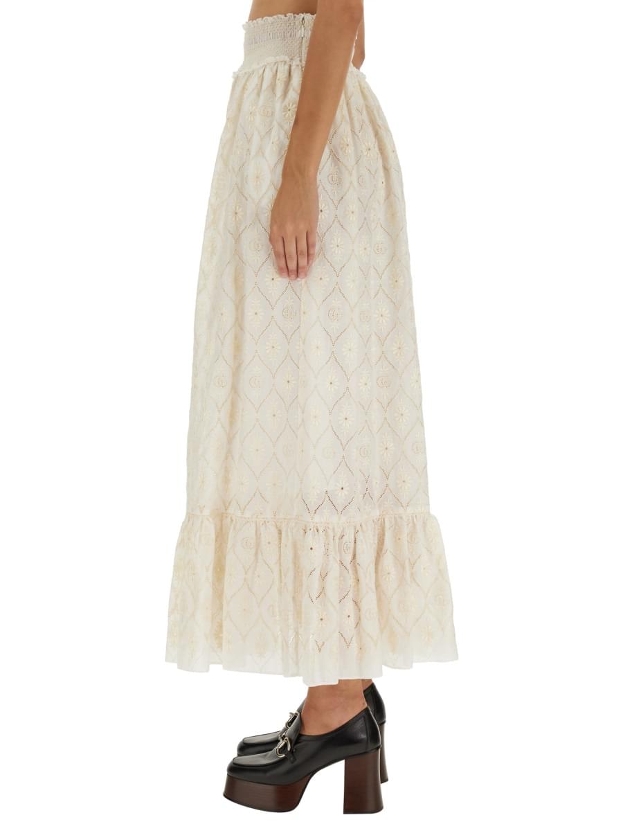 Gucci Women Floral Broderie Anglaise Skirt GUCCI