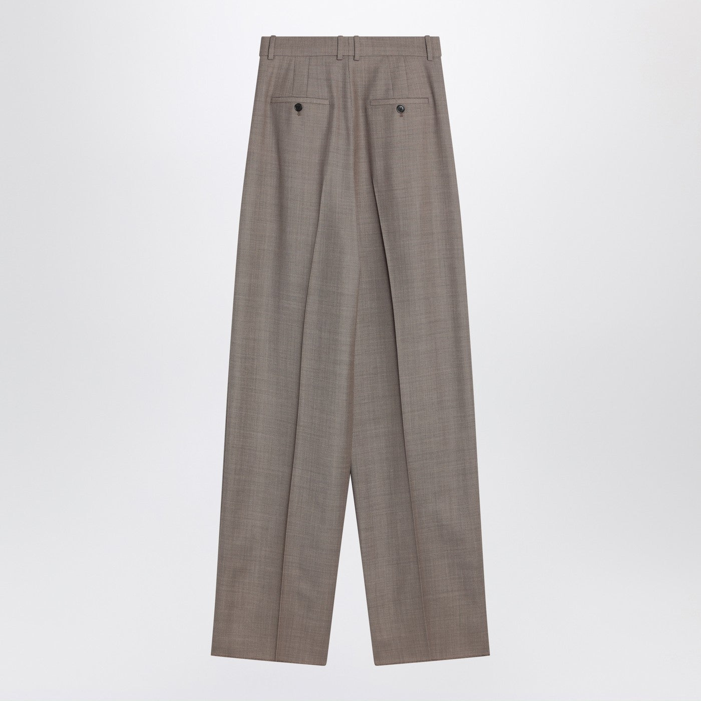 Saint Laurent Wide Taupe Beige Wool Trousers Women SAINT LAURENT