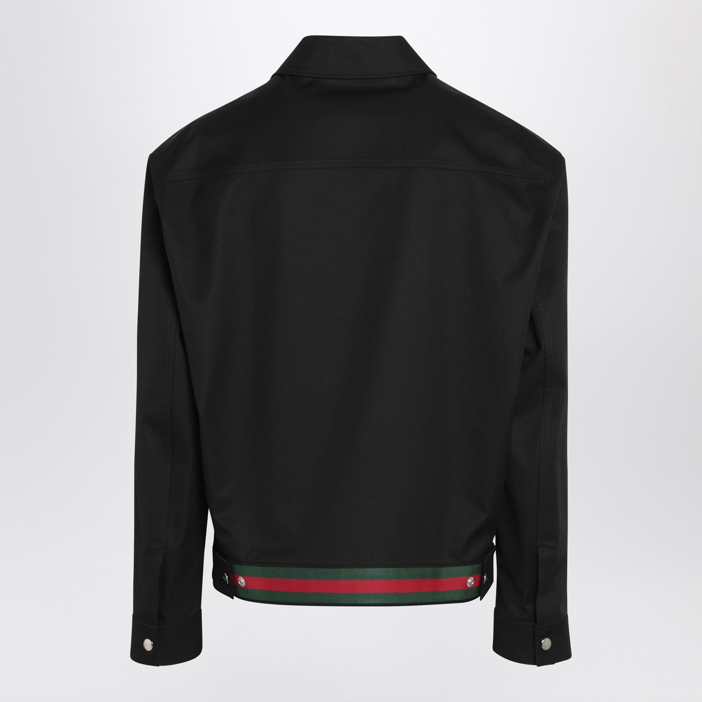 Gucci Black Cotton Twill Jacket With Web Detail Men GUCCI