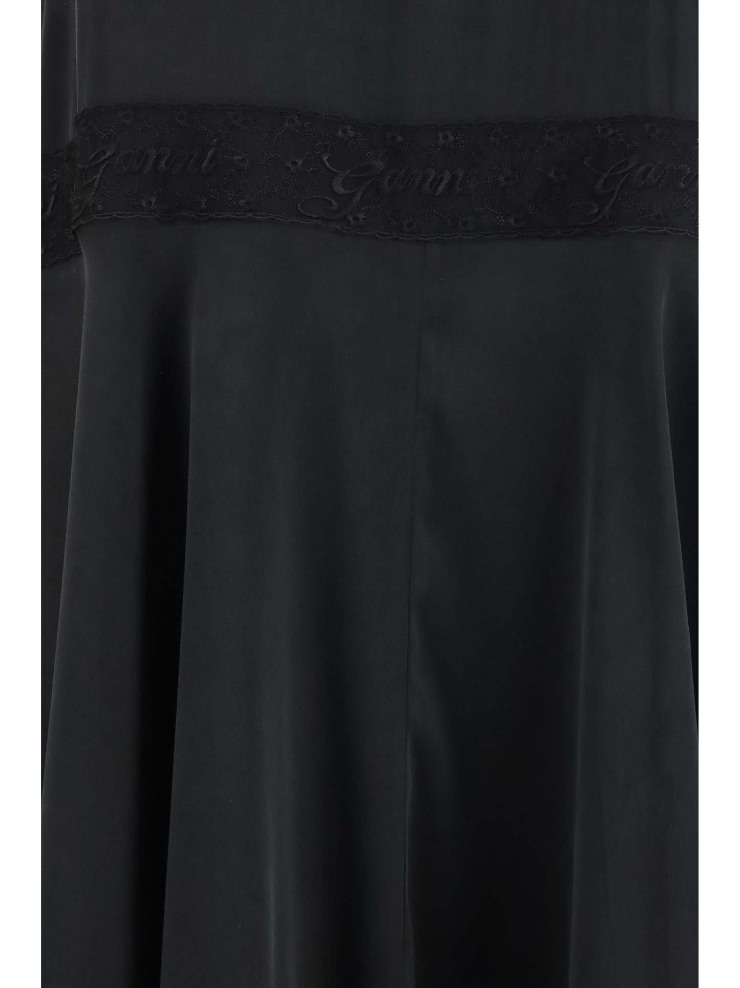 Ganni Women Silk Maxi Dress With Lace Details GANNI