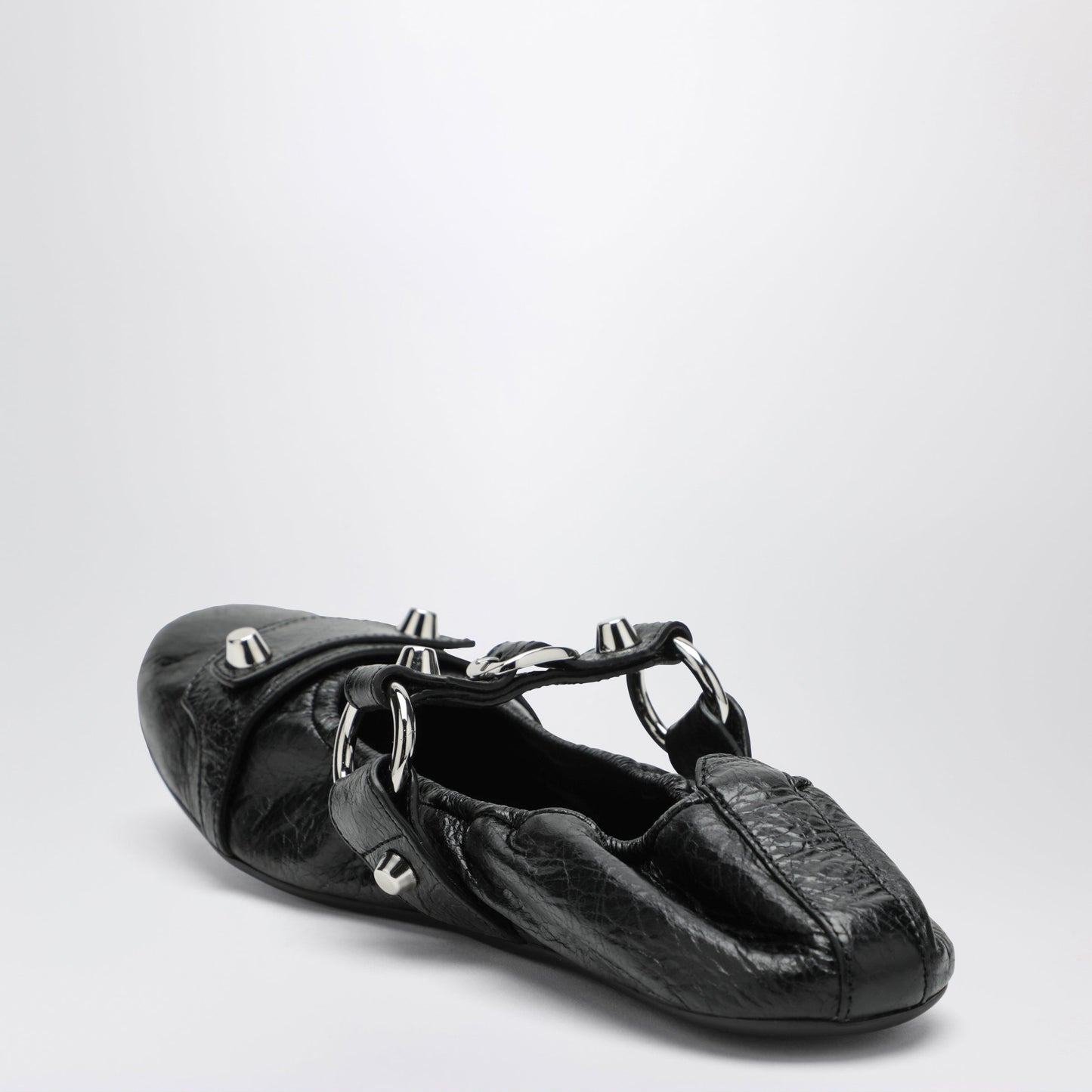 Balenciaga City Black Ballet Flats In Arena Lambskin Leather Women BALENCIAGA