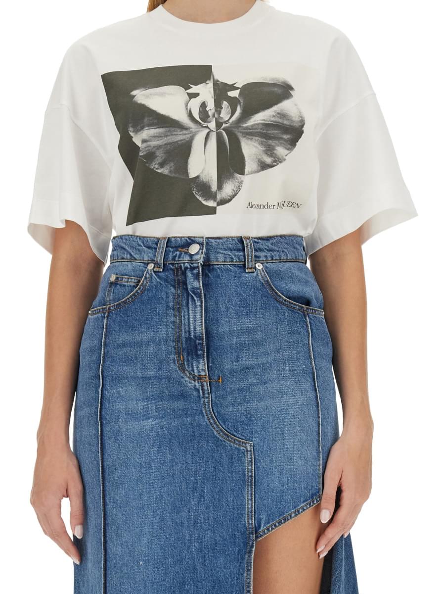 Alexander Mcqueen Women Photographic Orchid T-Shirt ALEXANDER MCQUEEN