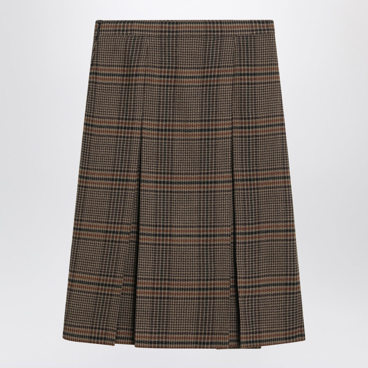 Saint Laurent Prince Of Wales Wool Midi Skirt Women SAINT LAURENT