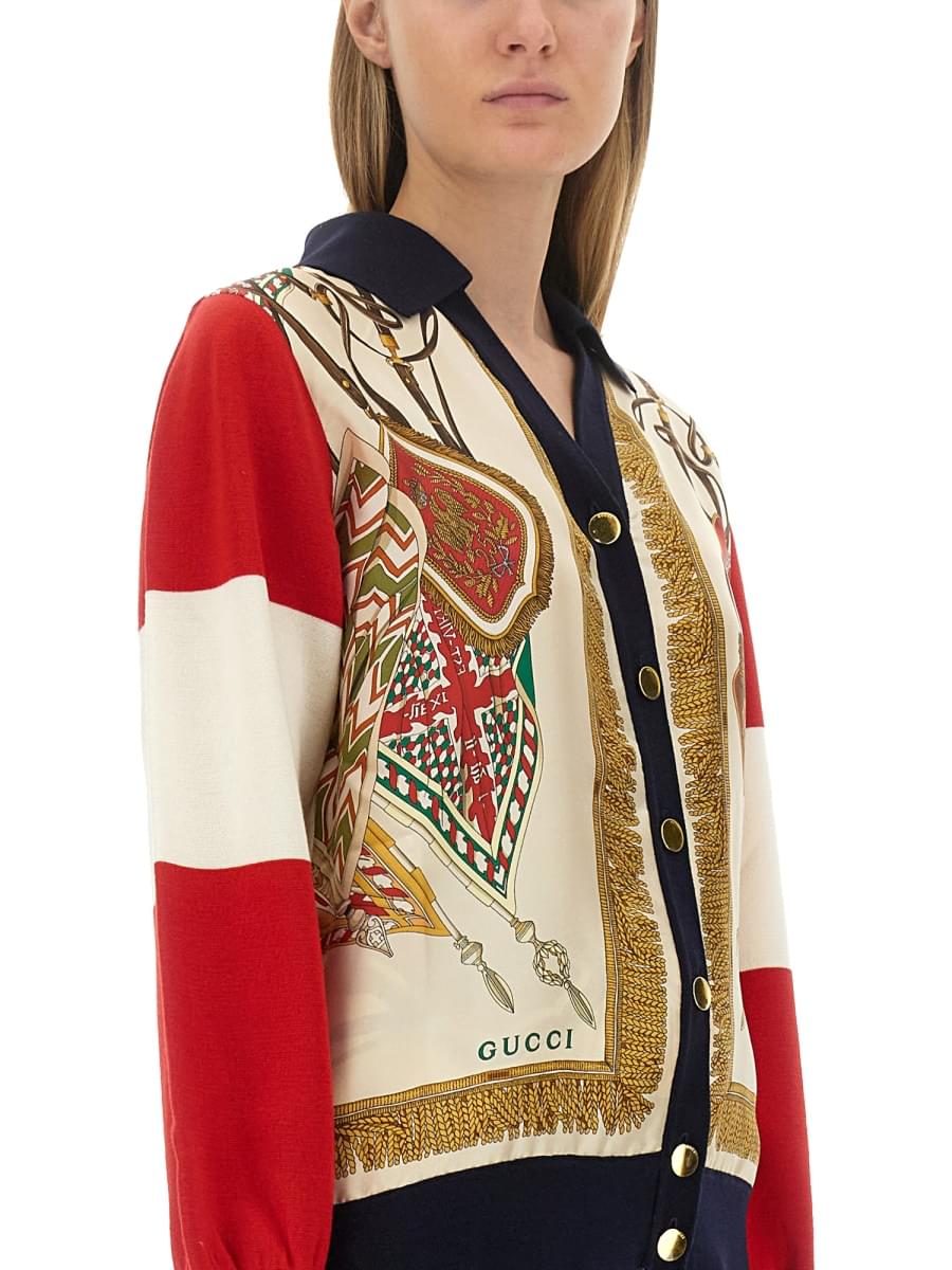 Gucci Women Extra Fine Wool Cardigan With Print GUCCI