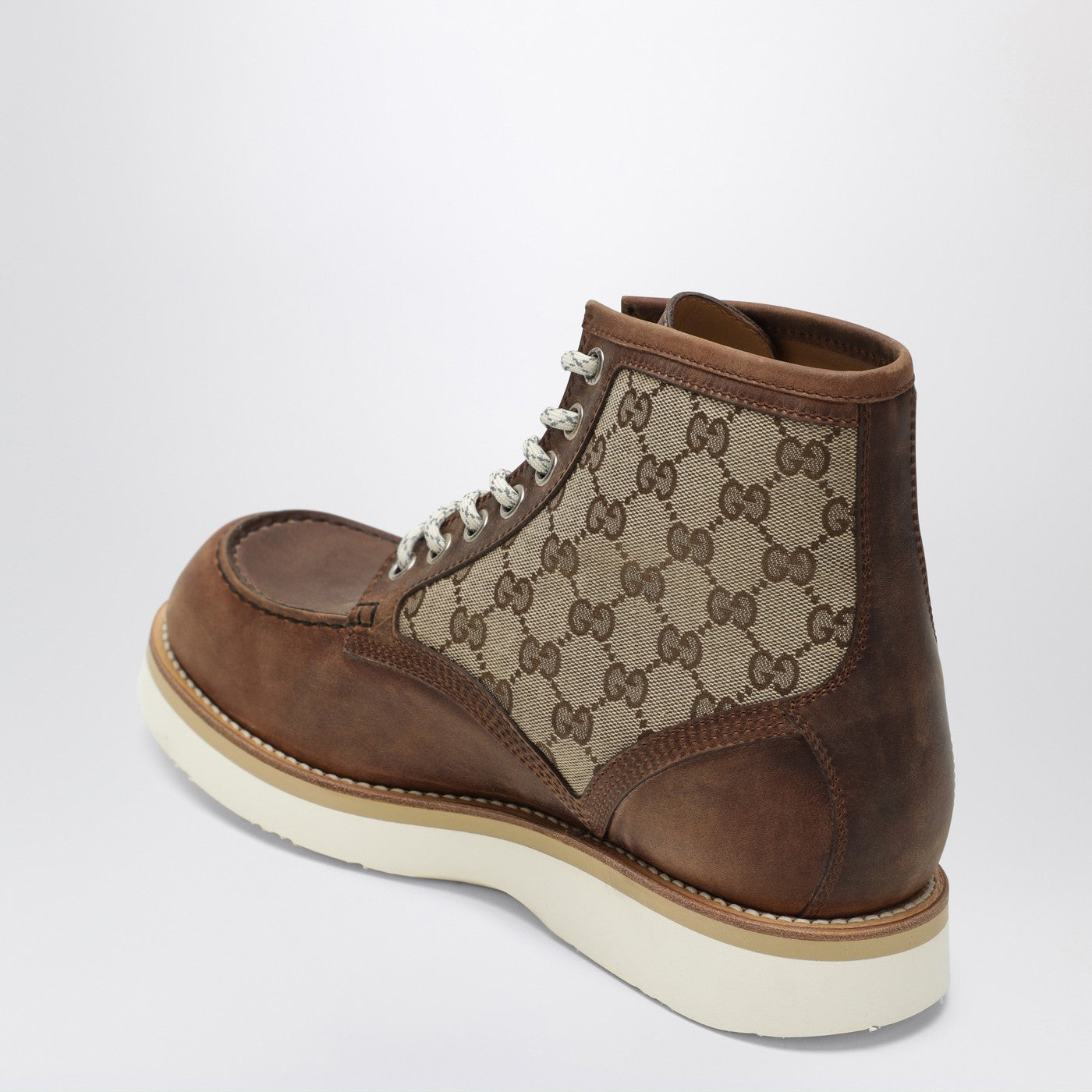 Gucci Laced Ankle Boot With Gg Insert Men GUCCI
