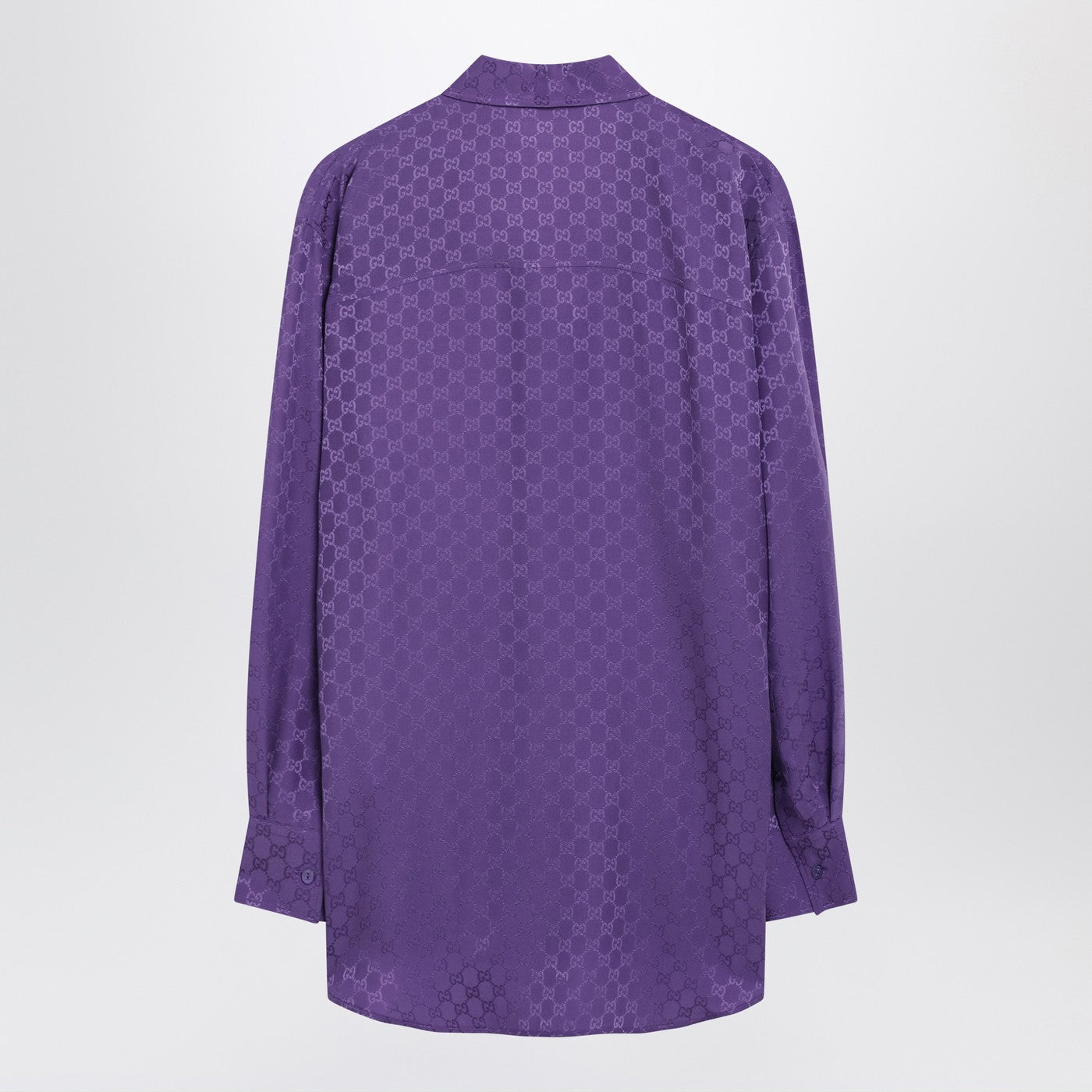 Gucci Purple Oversized Gg Jacquard Silk Shirt Women GUCCI