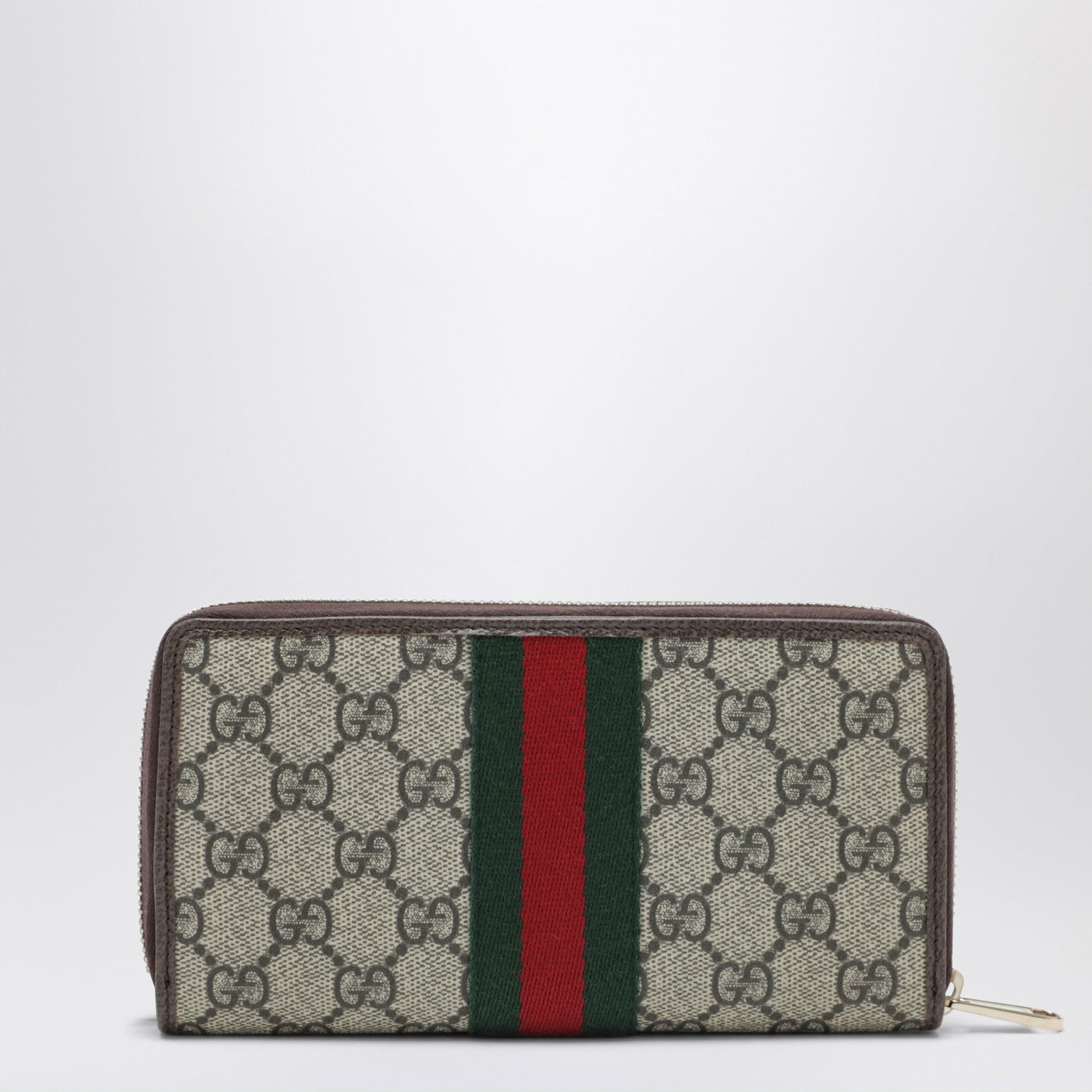 Gucci Ophidia Zip-Around Wallet In Beige And Brown Gg Supreme Canvas Women GUCCI