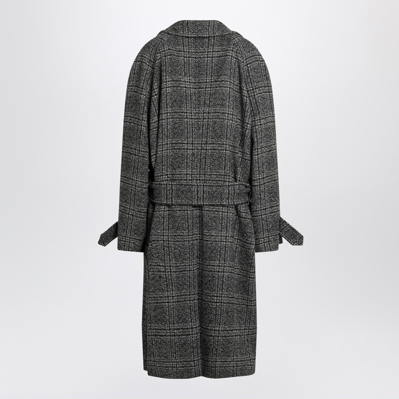 Balenciaga Raglan One Layer Coat In Black/Grey Check Women BALENCIAGA