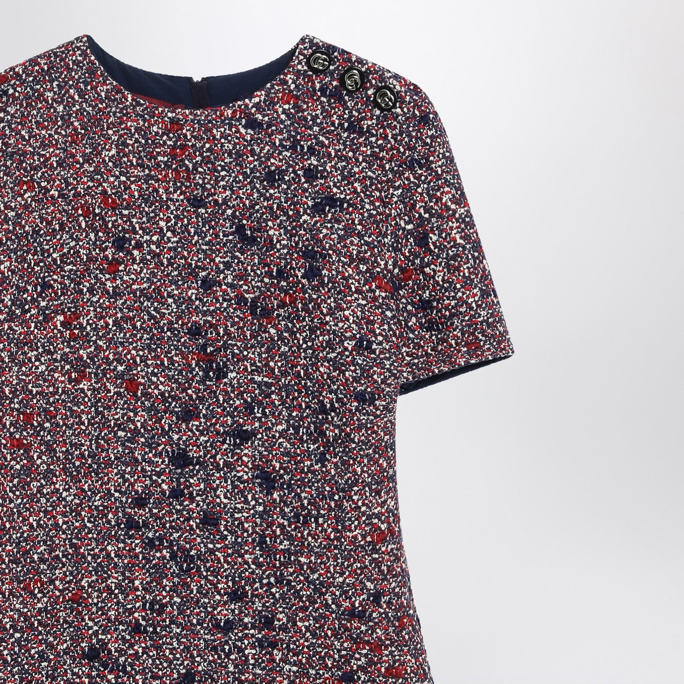 Gucci Blue And Red Boucle Wool Dress Women GUCCI