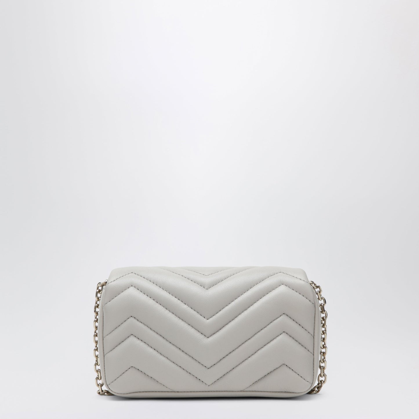 Gucci Gg Marmont Mini Shoulder Bag In Light Grey Leather Women GUCCI