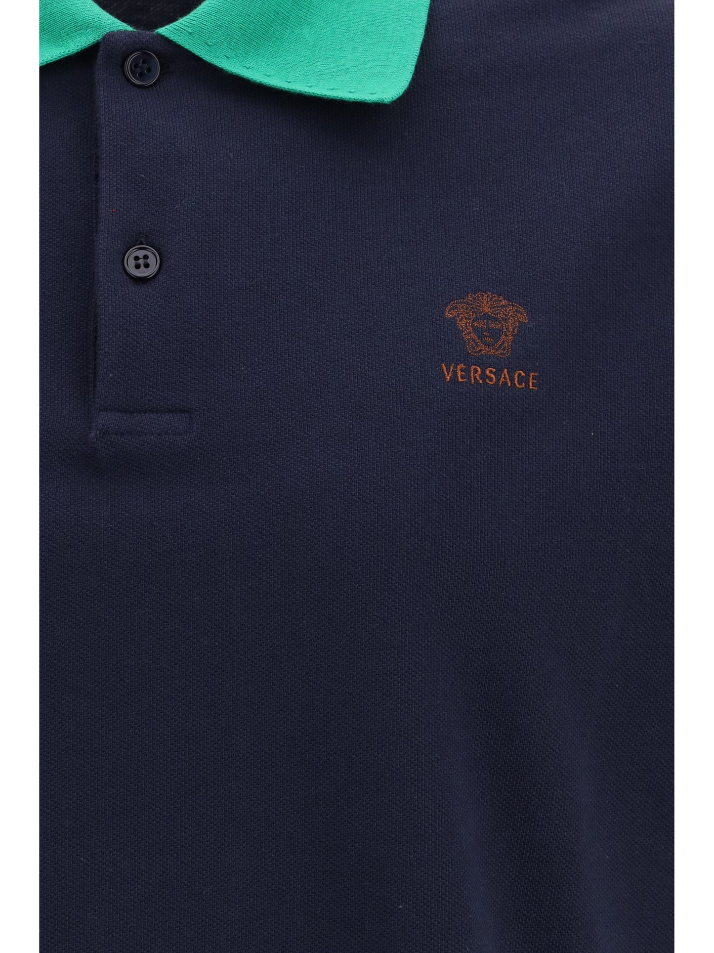 Versace Men Polo In Cotton Piqué With Embroidery
