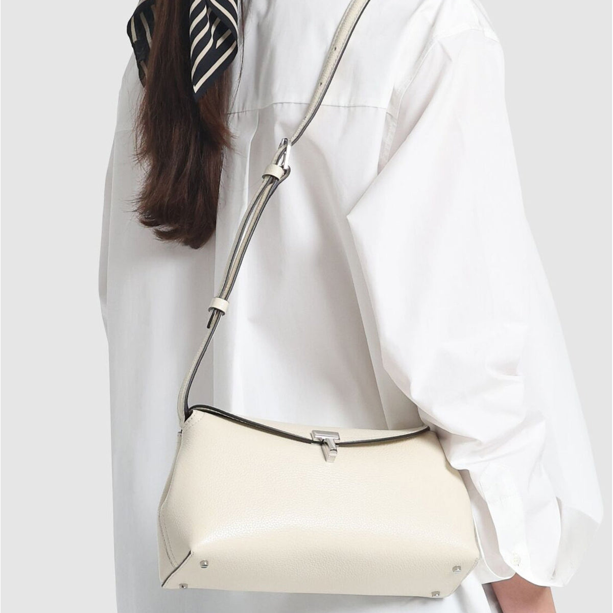 Toteme T-Lock Leather Clutch Bag Women TOTEME
