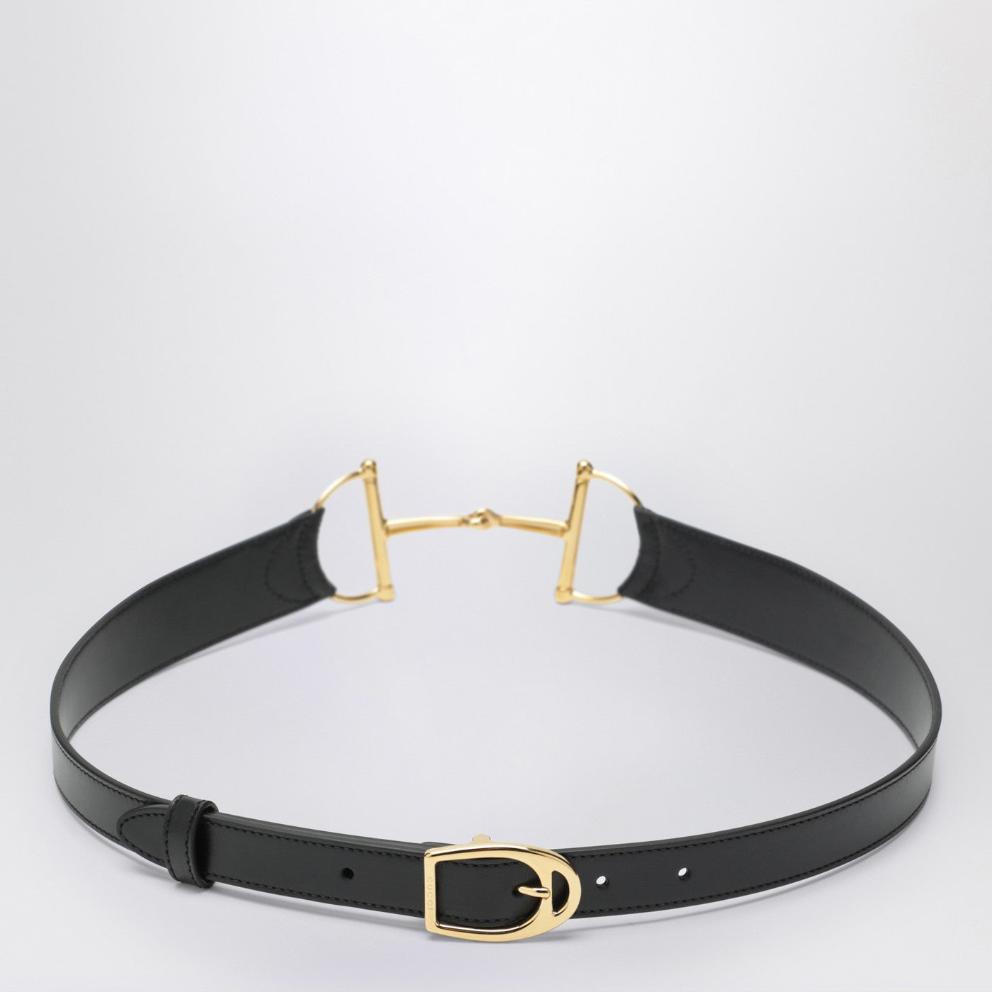 Gucci Black Belt With Oversized Horsebit Buckle Women GUCCI