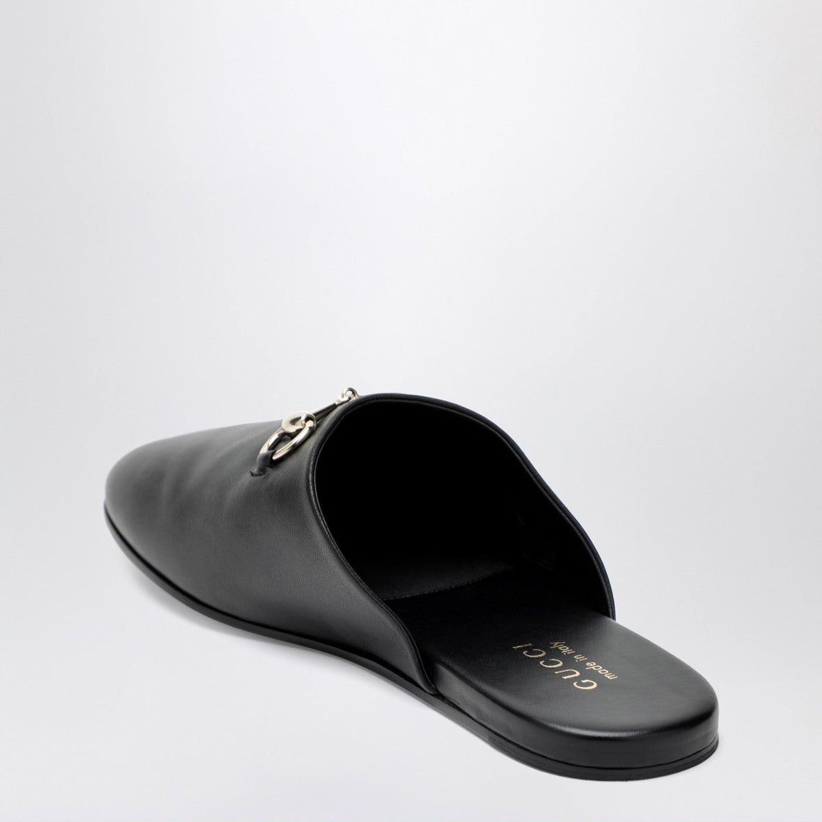 Gucci Black Leather Mules With Horsebit Men